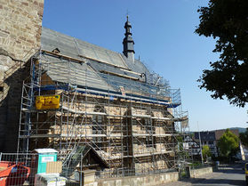Gerüstabbau am Türmchen (Foto: Karl-Franz Thiede)